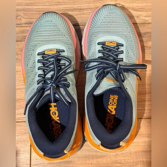 Hoka One One Bondi 7 Women's Blue Haze Orange Pink 1110519 BHBI Size 7.5 - Picture 5 of 11